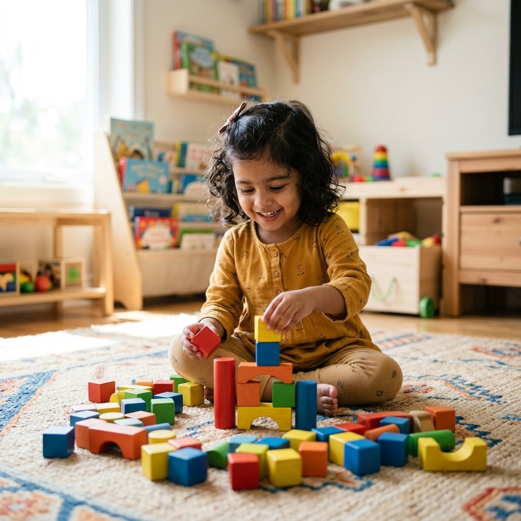 Child playing with blocks